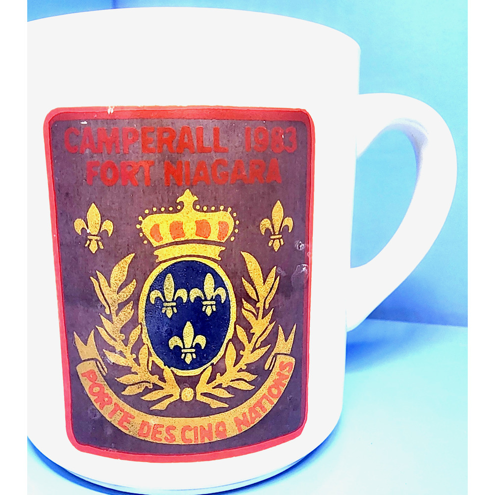1983 BSA Camperall Fort Niagara Porte Descino Nations Boy Scouts Mug Ceramic Cup